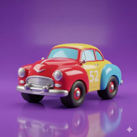 cute car figurine STL Stylish Modern classic car STL automobile 3D Printable Model STL cartoon car STL Instant Download