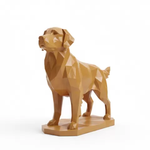 Low Poly golden retriever Animal STL – Geometric Wildlife Sculpture, 3D Print Model, Modern Polygon Animal Figurine