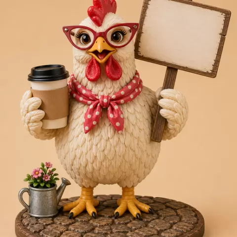 3D Custom Chicken Coffee Sign