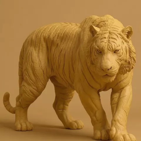 Tiger Statue STL – Realistic Walking Tiger Sculpture – Wildlife Animal Figurine – Jungle Predator Decor – 3D Print Model