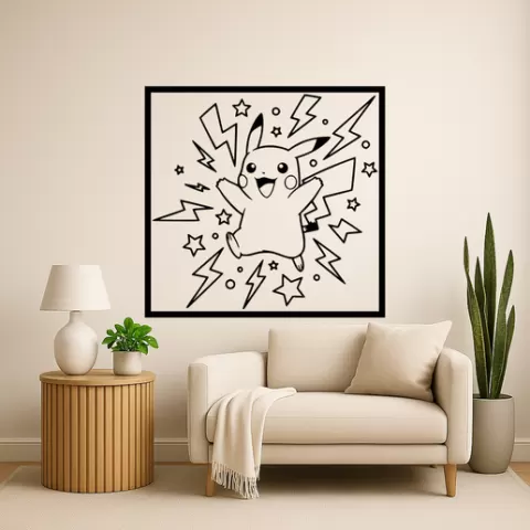 Pikachu Pikachu Thunder Wave Wall Art Framed
