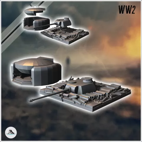 Set of bunker and blockhouse for artillery piece with buried - Hartolia Miniatures