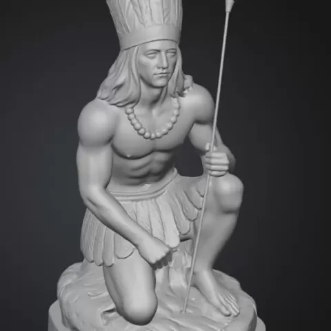 Caboclo 7 Hojas Verdes – Escultura espiritual tribal (STL para impresión 3D)