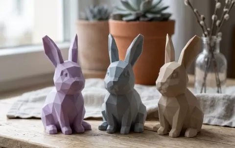 Low Poly Easter Bunny Sculpture