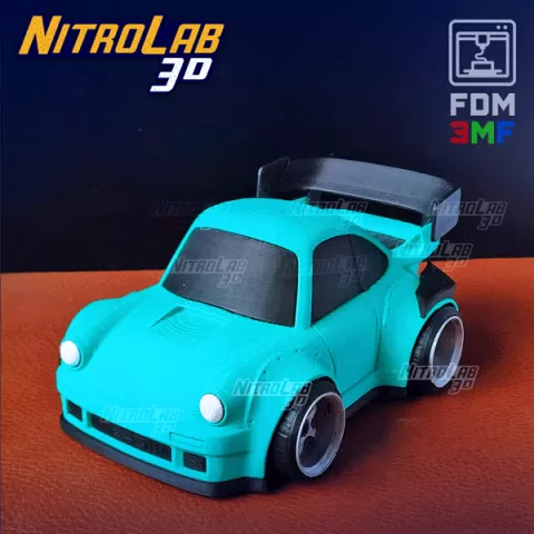 Cartoon Widebody Sportscar for FDM and Resin printers - Nitrolab3d