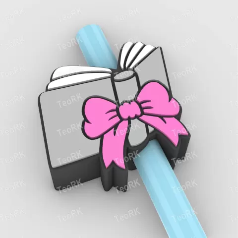 Straw Topper Book with bow - TeoRk