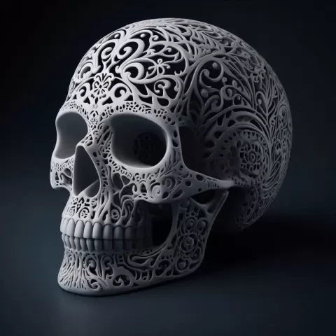 Ornate Skull with Floral Pattern - Craftitect