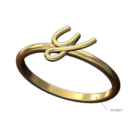 Y letter initial 3d lowercase wire stacker ring
