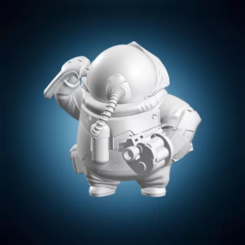 Heavy Armor Sci Fi Trooper with Gatling Gun