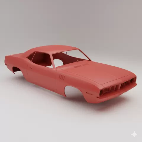 Plymouth Barracuda car body, car shell, rc body, rc shell, truck body, pickup body, vehicle body, scale body, car model, printable car