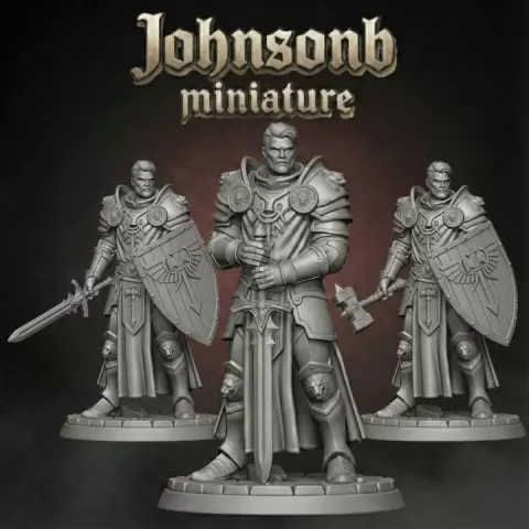 Holy Paladin Warrior Miniature STL – Armored Knight for DnD & Fantasy Tabletop – 32mm by Florian Bodenon