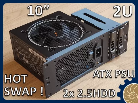 10 inch Rack 2U: ATX PSU + 2x 2.5" HDD