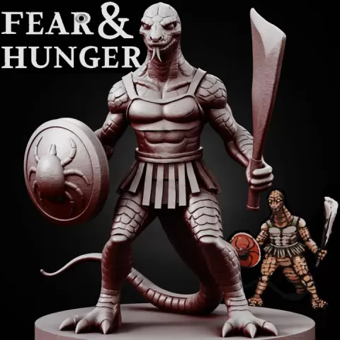 LIZARDMAN Fear and Hunger tabletop D&D RPG miniature figurine – scale STL Fan Art by Abyss Art Studio
