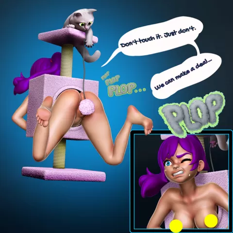 Nude printable Female Figurine, Pin up manga hentai NSFW cat tree by Mia