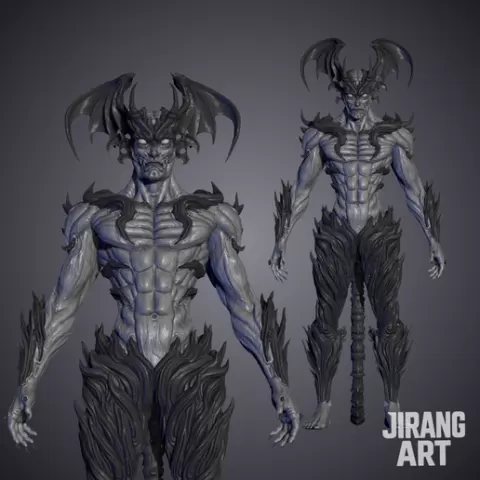 Dark Demon Warrior Standing Version STL File for 3D Printing