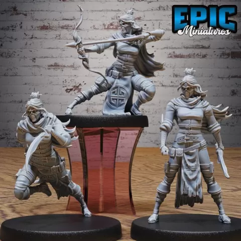 Masked Kunoichi Set / Female Ninja / Evil Assassin / Silent Killer Warrior / Japanese Dynasty Fighter / Mercenary / Monk Sword Master / Eastern Encounter by Epic-Miniatures
