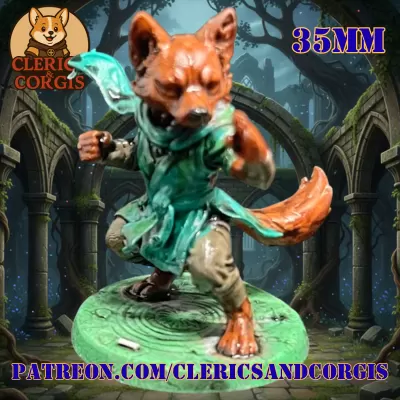 Corgwyn Monk - Way of the Wandering Paw | 35mm Scale Miniature | Pre-Supported STL + Scene