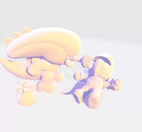 Xenomorph Yoshi and Mario Model 01