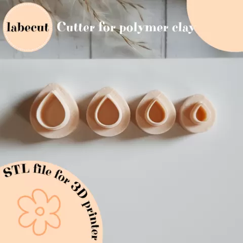 Mini drop petal polymer clay cutter