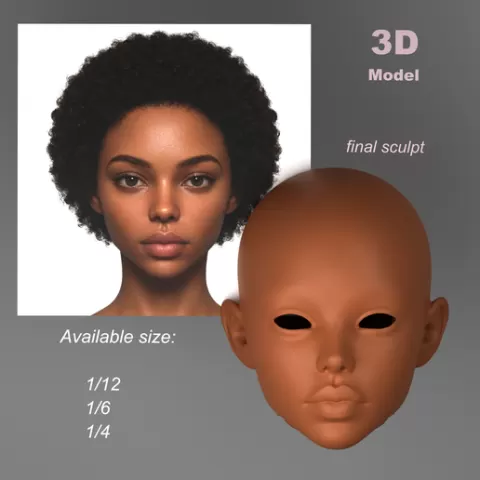 BJD doll head Li, 1|12 BJD head, 1|6 doll head, 1|4 ball jointed doll head, anime head, head, 3d print doll head, STL doll, ooak