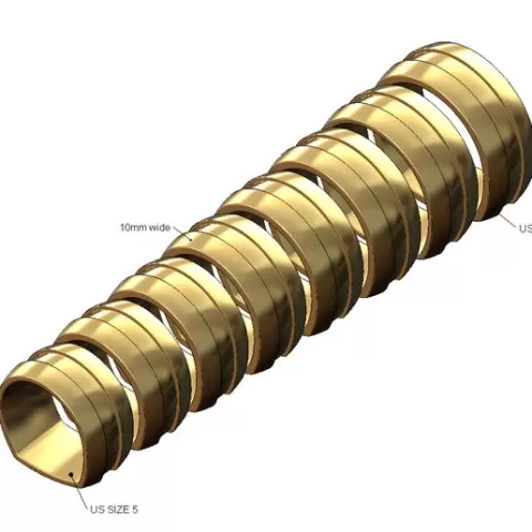 Carved strip dome euro shank 10mm wedding band US sizes 5to12 3D print model