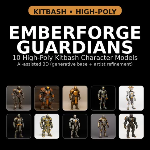 Emberforge Guardians — High-Poly Kitbash Character Pack (10 Models)