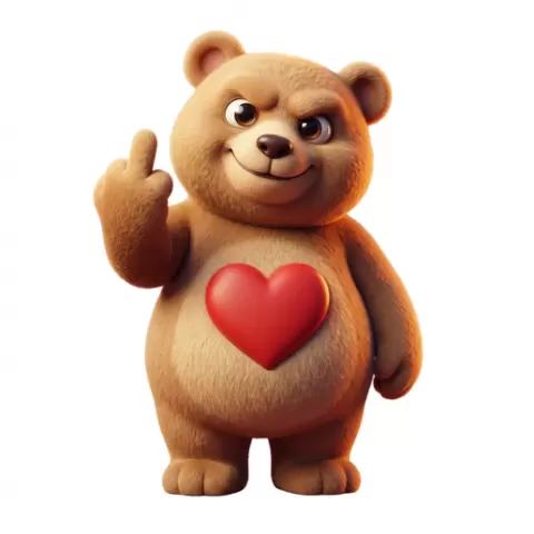 Cute but Savage Bear STL – Funny Middle Finger Teddy – 3D Printable Rude Love Figurine