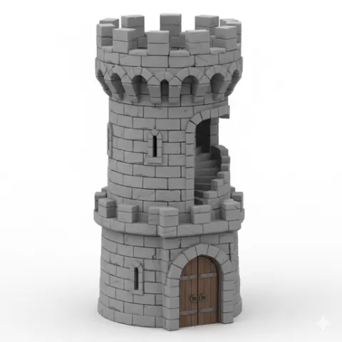 Castle tower piece monster miniature, dnd miniature, boss monster, epic fantasy, rpg miniature, fantasy character, tabletop mini, witch, tabletop gaming, 3d printable model, dungeons and dragons, angel warrior, goblin, resin print, barbarian, elf ran
