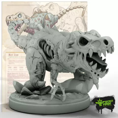 [RotJaw] Undead T-Rex Miniature for DnD | Gargantuan Zombie Horror Dinosaur for Tabletop RPGs by Secret Forge