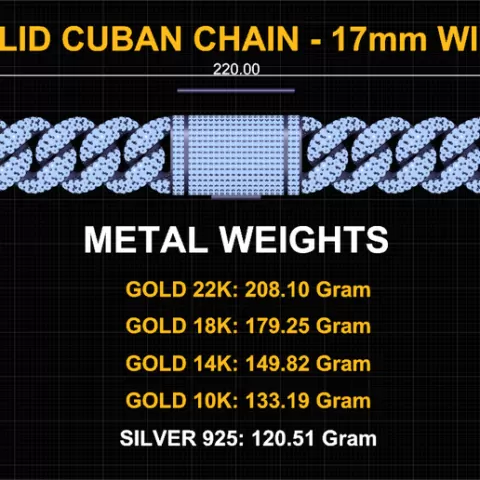 17mm Wide FULL LOCK BOX CUBAN Link Chain - SOLID 3D print model