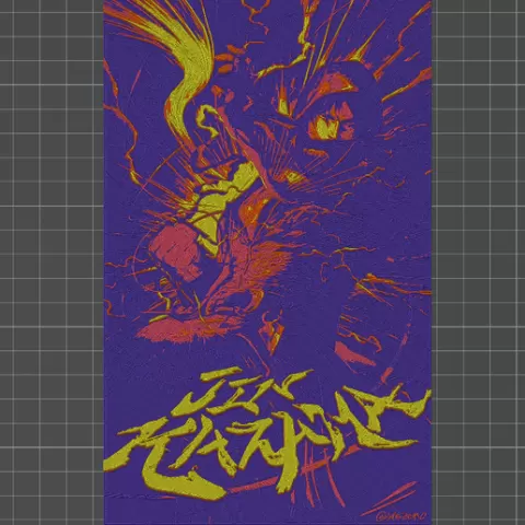Jin Kazama Tekken Frame/Painting/Picture/Cuadro with Relief 4 Colors 3MF for AMS