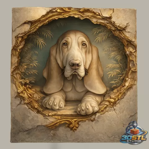 Basset Hound Dog STL FILE, 3D DIGITAL PRINTING STL FILE FOR 3D PRINTERS,3D PRINTER STL FILES, 3D PRINTING STL,Basset Hound Dog 3D, STL FILES