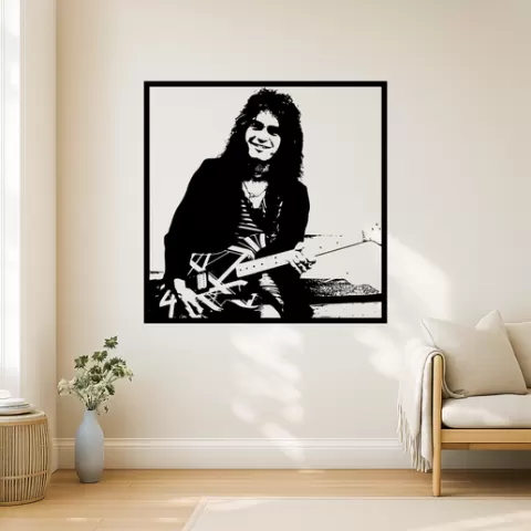 Eddie Van Halen Eddie Van Halen Eddie Van Halen With Peavey Amp Sv Wall Art Framed