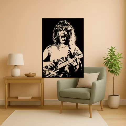 Eddie Van Halen Eddie Van Halen Eddie Van Halen With Peavey Amp Sv Wall Art Framed