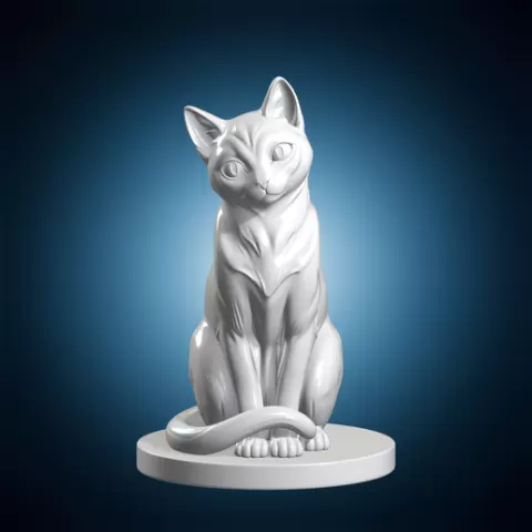 Elegant Sitting Cat 3D Print Model