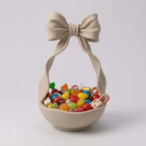 Coquette Ribbon Basket, Aesthetic Trinket Dish, Jewelry Bowl, Candy holder