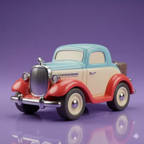 mini car STL Simple vintage car STL automobile 3D Model STL File classic car STL Ready to Print