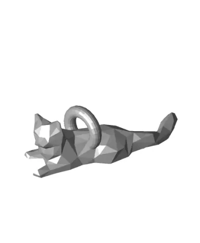 low poly playful cat keychain.stl