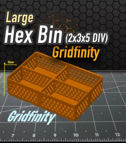 Hex Bin Gridfinity 2x3x5 Divided x2