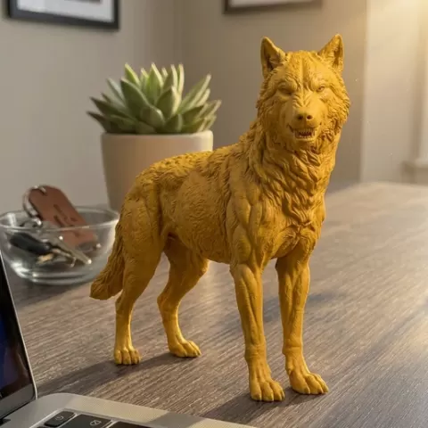 Realistic Wolf Sculpture stl – Detailed Animal Figurine – Wolf Statue STL – Wildlife Decor – High Detail Wolf Model