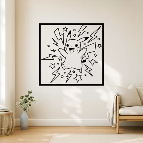 Pikachu Pikachu Thunderbolt Attack Wall Art Framed