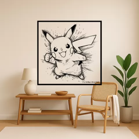 Pikachu Pikachu Thunder Wave Wall Art Framed