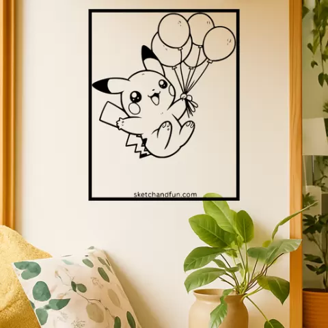 Pikachu Pikachu Flying Wall Art Framed