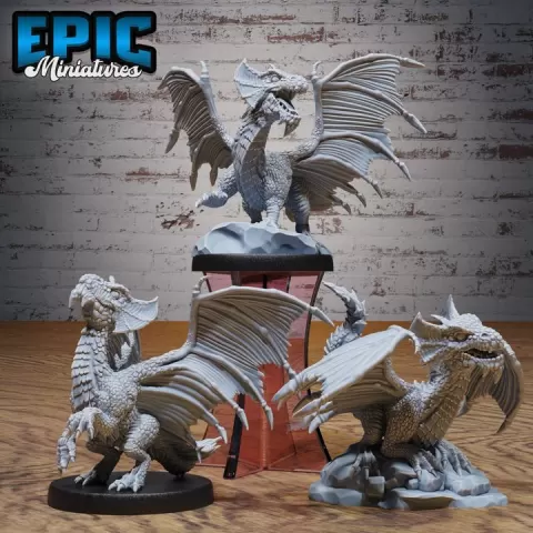 Brass Dragon Wyrmling Set / Drake Creature / Flying Dragonborn / Swamp Beast / Marshland Monster / Winged Forest Wetland Encounter by Epic-Miniatures