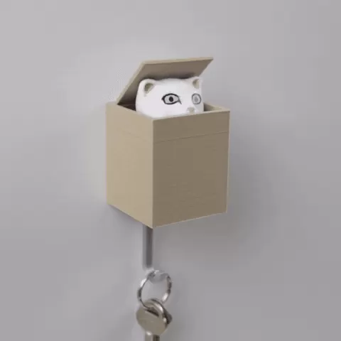 CAT IN BOX - WALL KEY HANGER