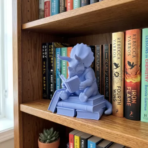Reading Triceratops Book Stack 🦕