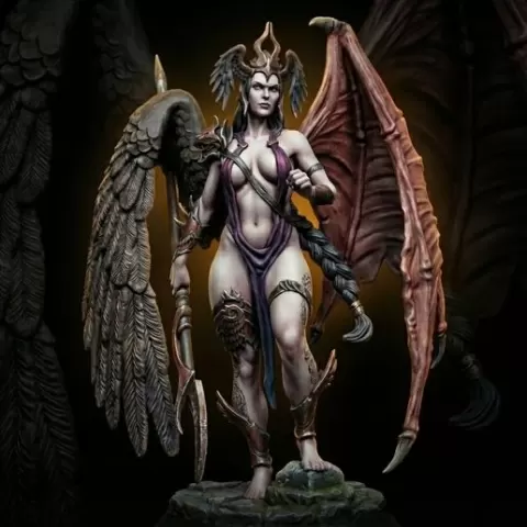 Erinyes – Greek Mythology Fury Goddess | Dual Wings Tabletop Miniature & Display Statue | High-Fidelity Resin STL File