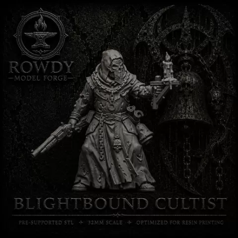 Blightbound Cultist – Chaos Cultist Proxy, Plague Acolyte Miniature, Grimdark Infantry STL, Dark Ritual Wargaming Model