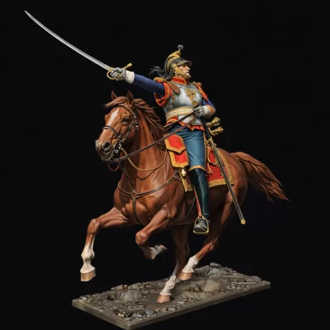 Napoleonic Cavalry Officer on Horse - Collectible Quality STL File for 3D Printing
