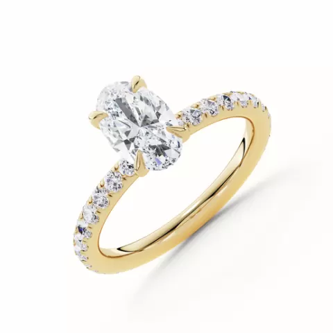 Oval Solitaire Engagement Ring with Pavé Band + Professional Renders – Diamond Engagement Ring – Jewelry CAD 3DM + STL – 3D Printable Ring